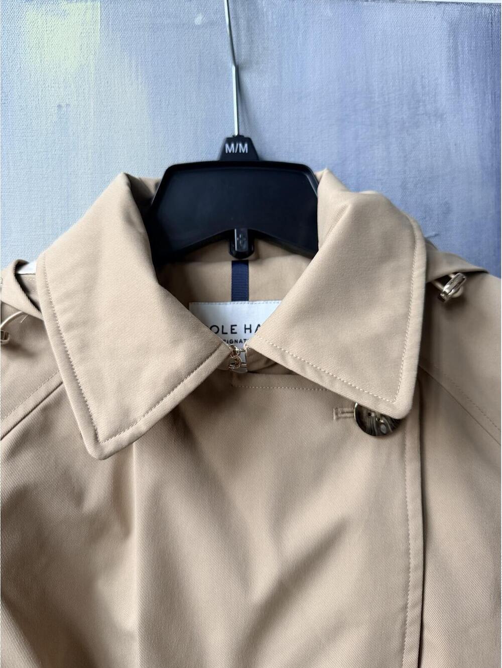 NWT Cole Haan Signature Hooded Trench Rain Coat Beige Medium - Picture 4 of 8